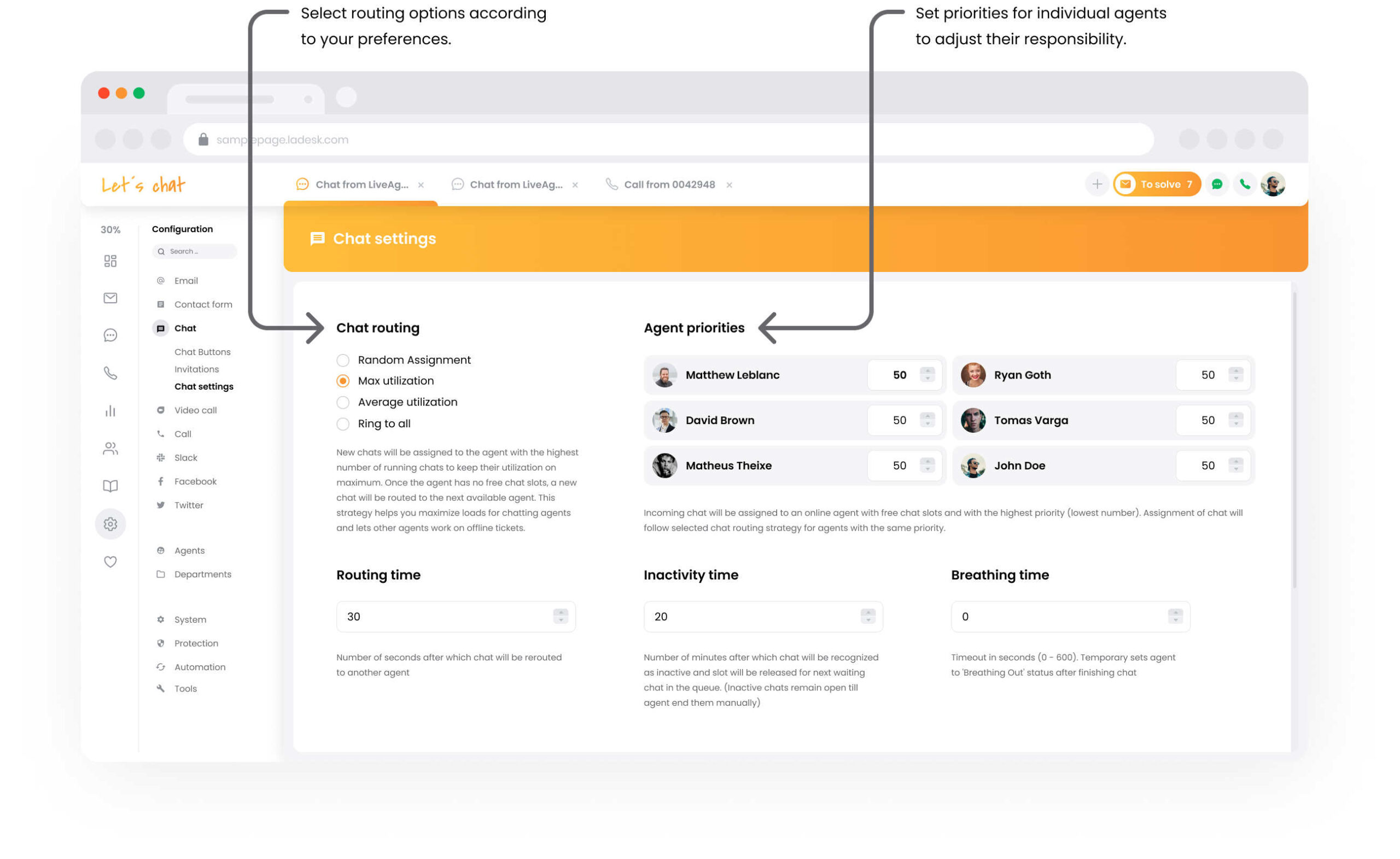 LiveAgent live chatprogramvareinnstillinger