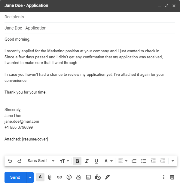 how to write a follow up email after sending resume