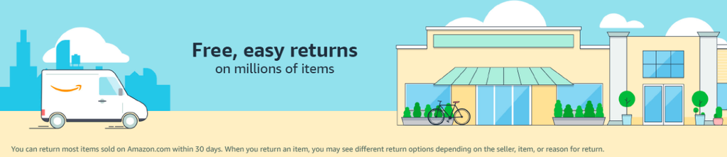 Captura de tela da seção de política de devolução gratuita da Amazon