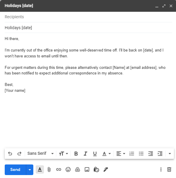 Office Hours Email Template
