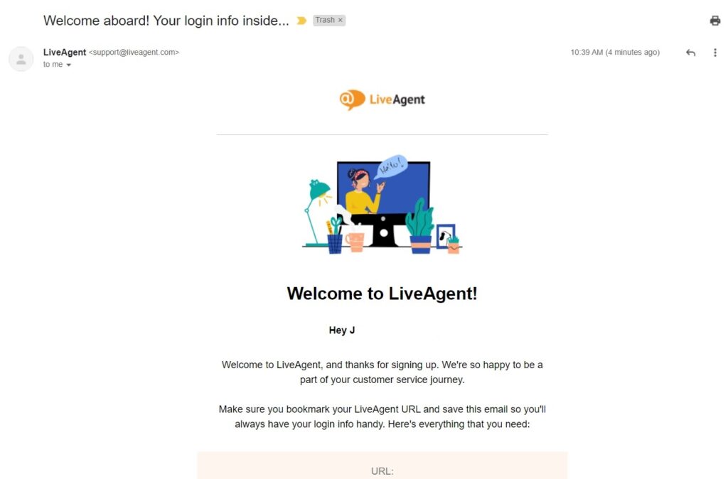 LiveAgent sveiciena e-pasts