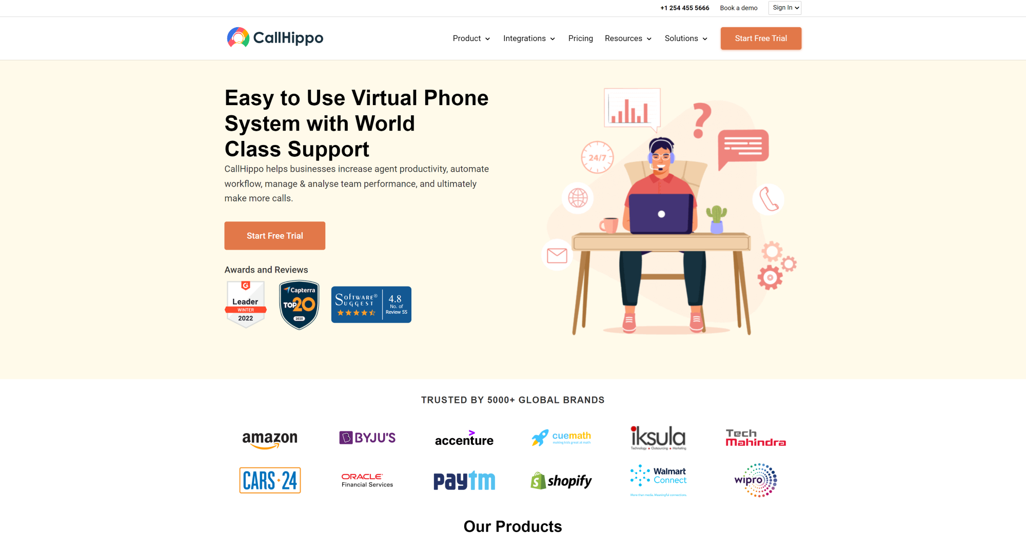CallHippo Call Center software homepage