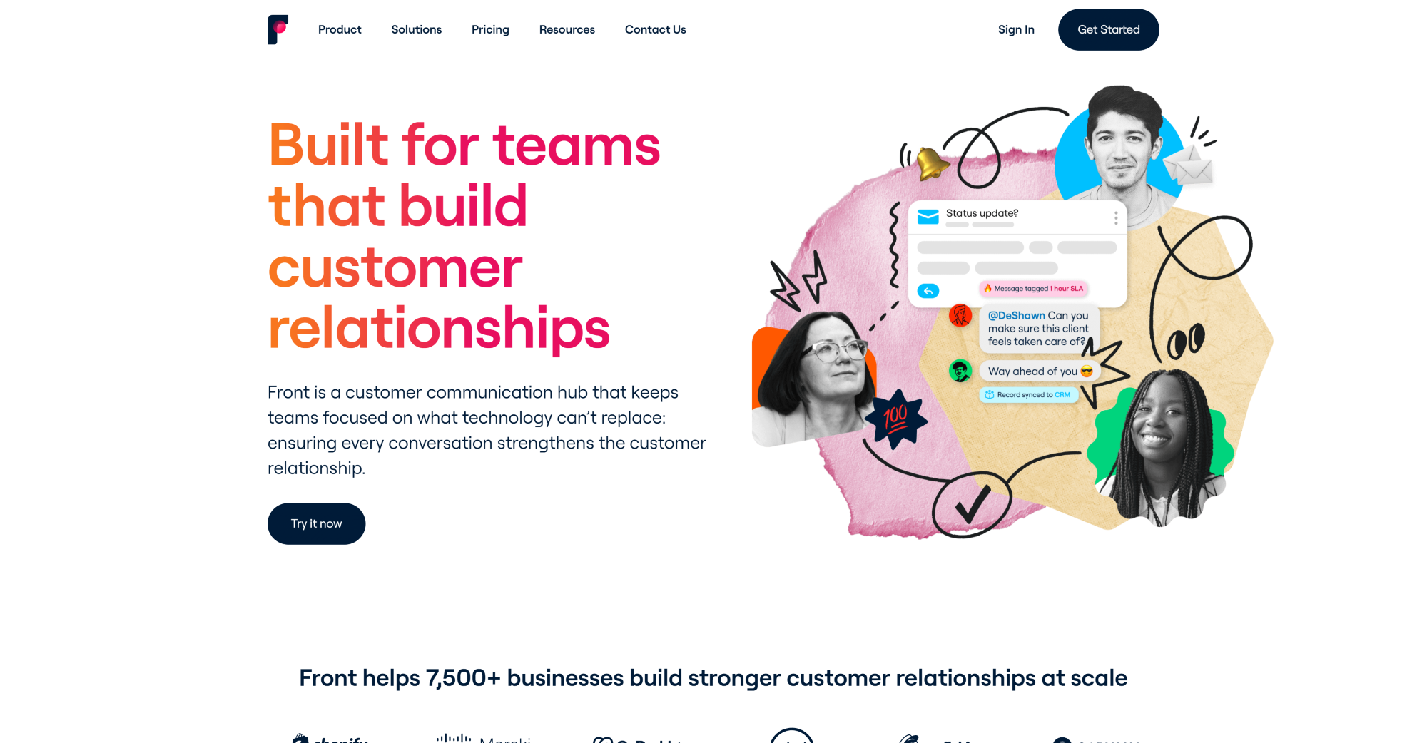 Front helpdesk software homepage