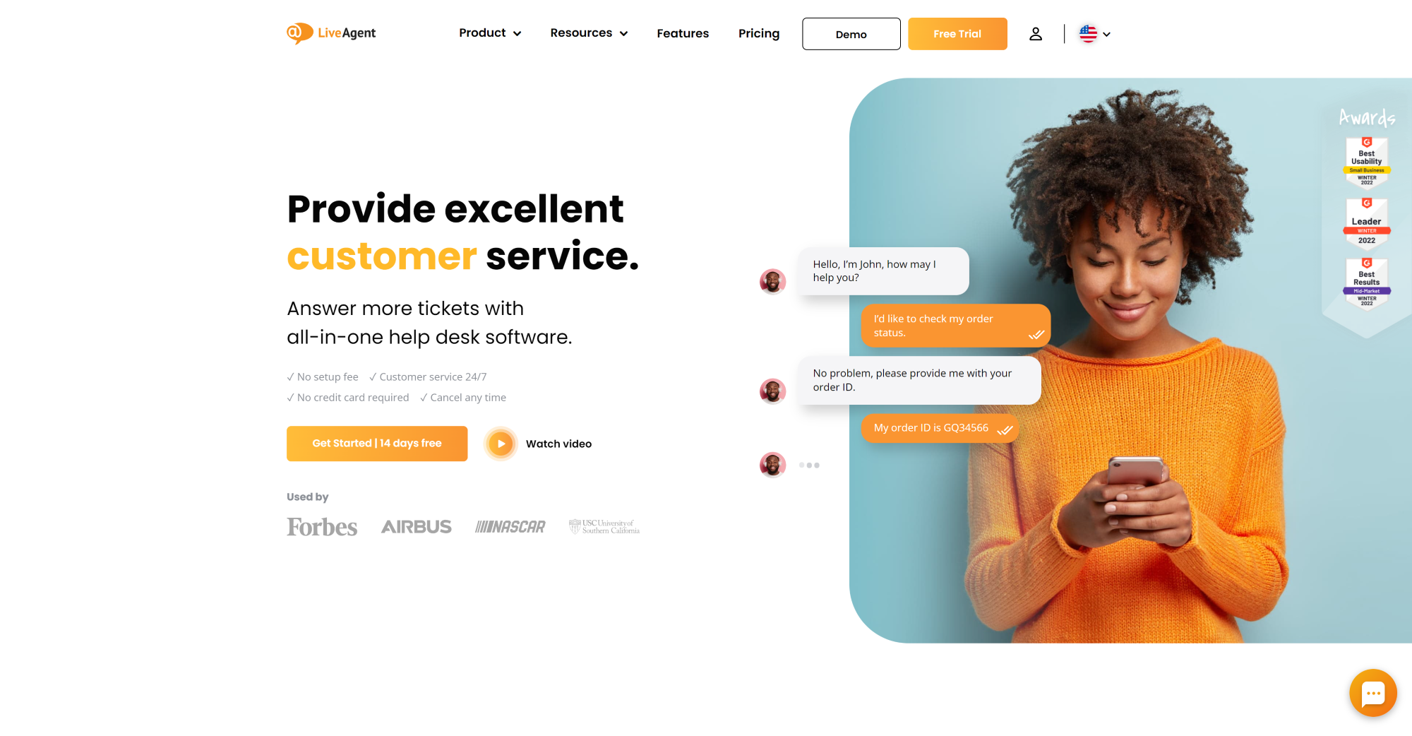 LiveAgent helpdesk software homepage