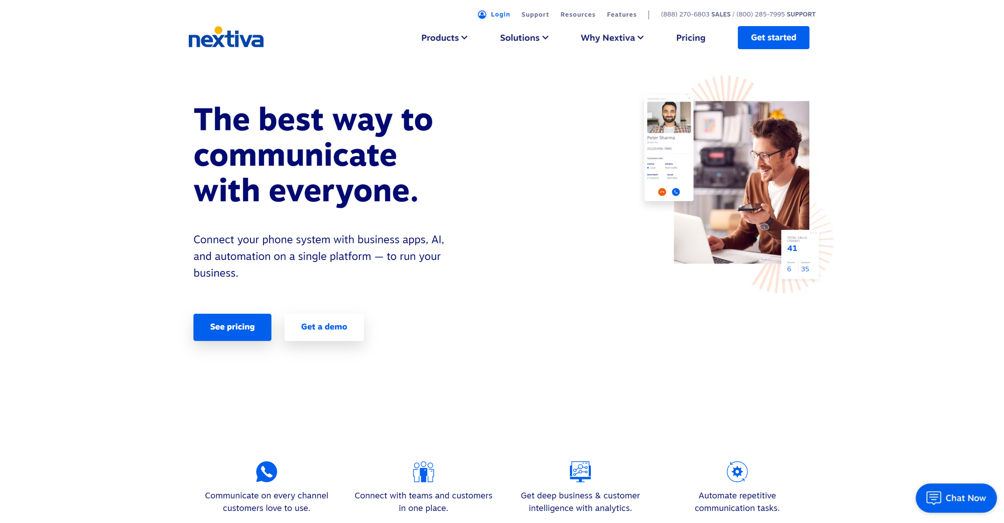 Nextiva Call Center software homepage