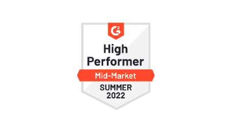 G2 badge for best performer in mid-market summer 2022