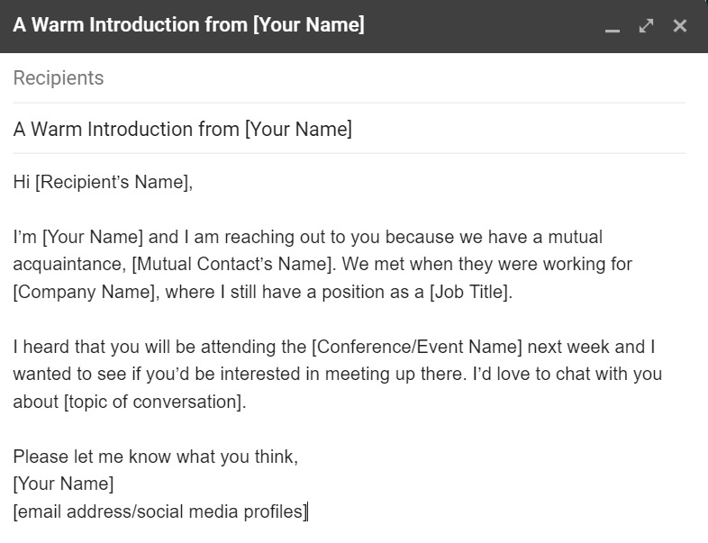 Warm Introduction Email Template