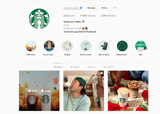 Starbucks instagram page