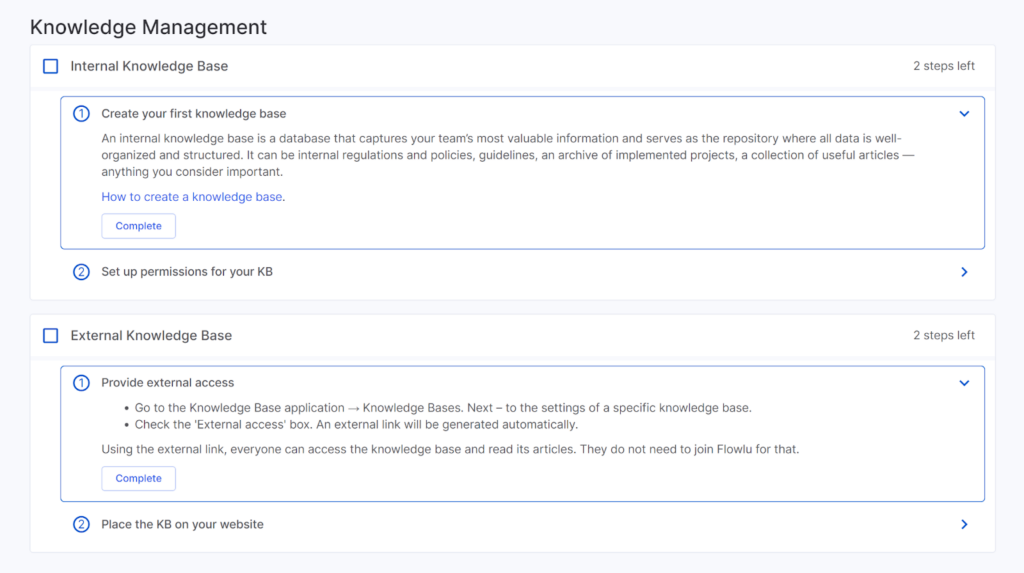 Flowlu - Completed knowledge management onboarding