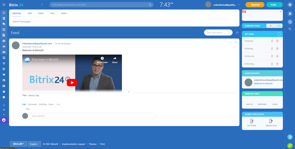 Bitrix24 interface