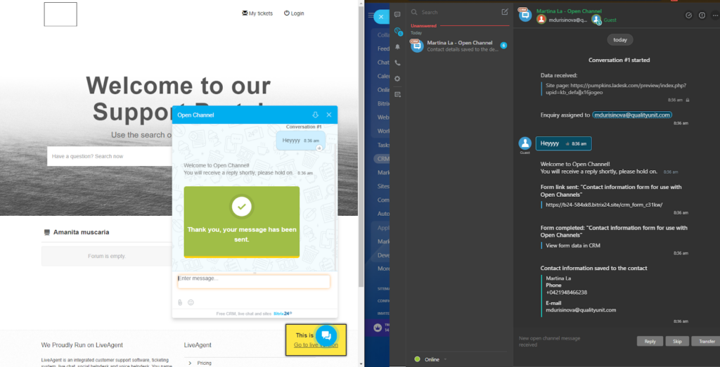 Overzicht van Bitrix24 live chat