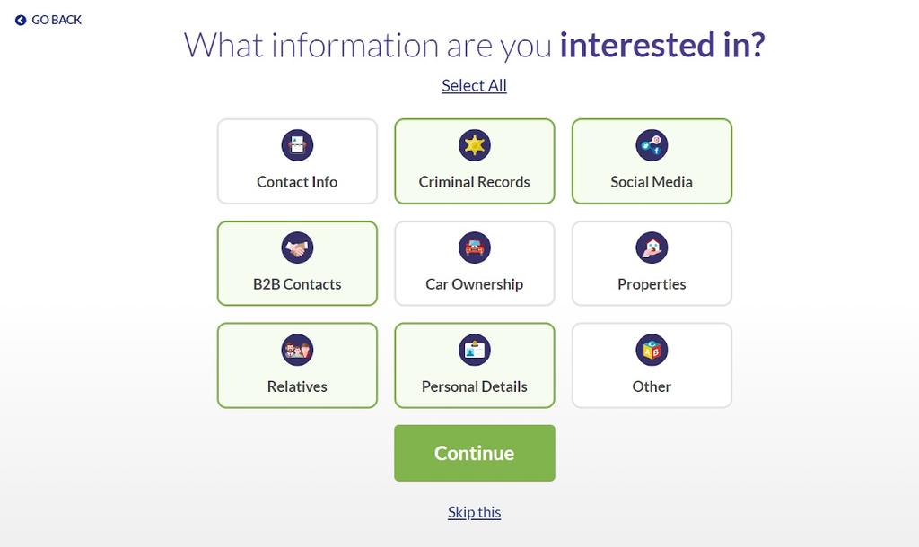 BeenVerified - Kāda informācija jūs interesē?