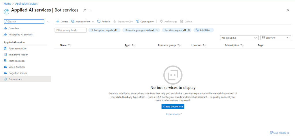 Microsoft bot services