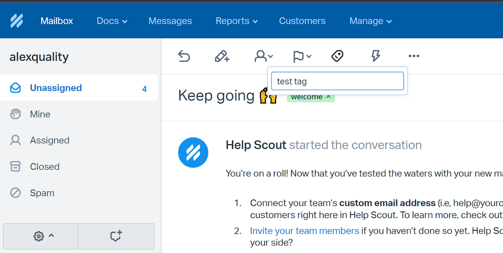 HelpScout - ticket tag