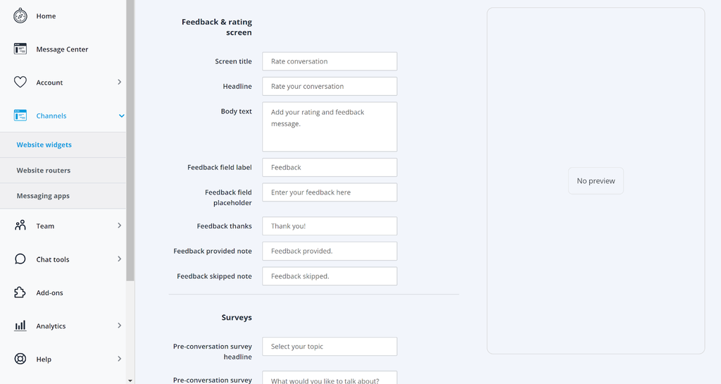 Userlike - feedback and rating messages