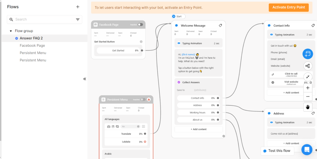 Chatfuel - Setting up chatbot