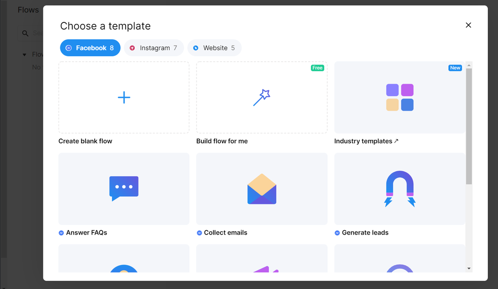 Chatfuel - choose chatbot template