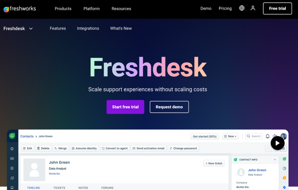 Freshdesk homepage - User-friendly Zendesk alternative for customer service 