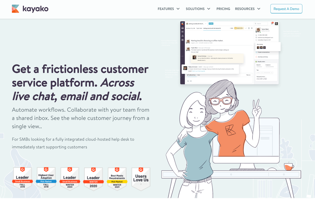 Homepage del sistema di ticketing di Kayako