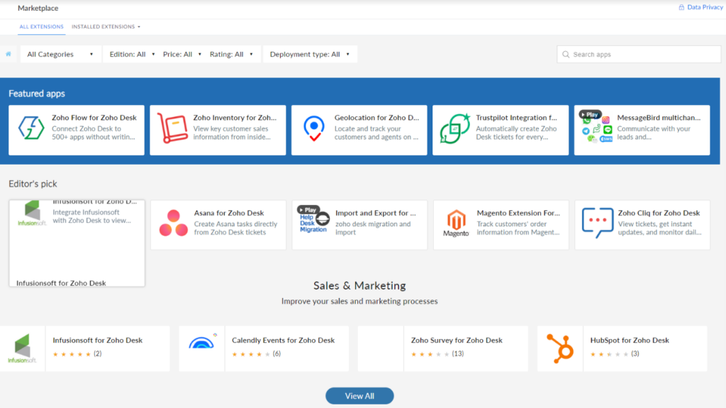 Zoho Desk - marketplace