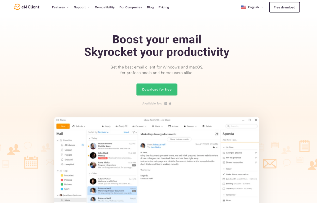 eM Client fully-featured email client and Outlook alternative