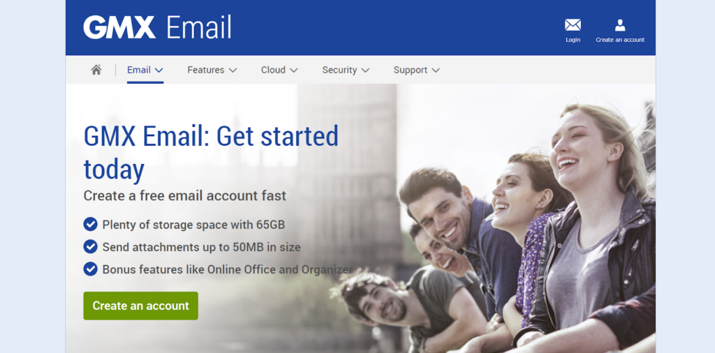 GMX Email homepage - a versatile Gmail alternative with big storage 