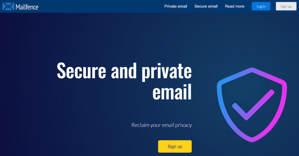 Mailfence homepage - a secure Gmail competitor protecting user data
