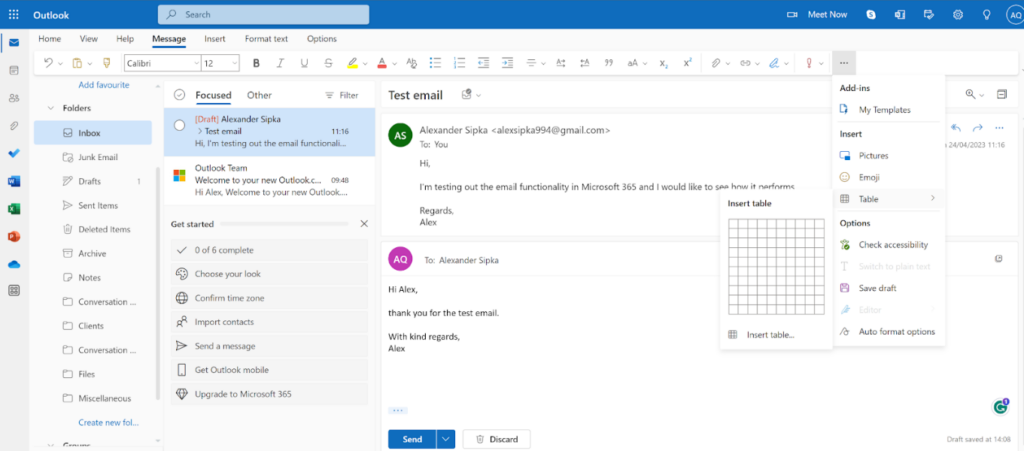 Microsoft365 - e-mail formázási lehetőségek