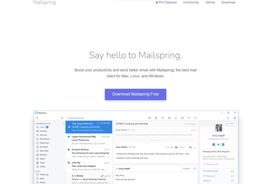 Mailspring modern email client with advanced features and an Outlook alternative