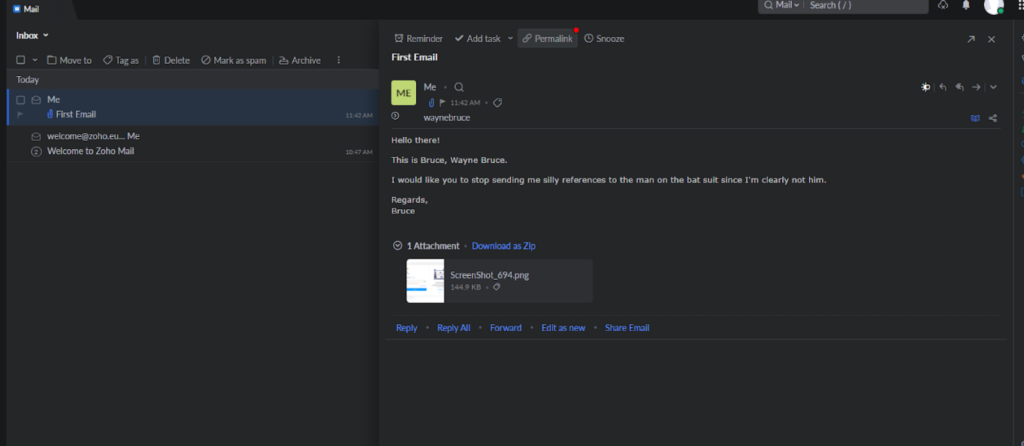 Zoho Mail - overview ng incoming email
