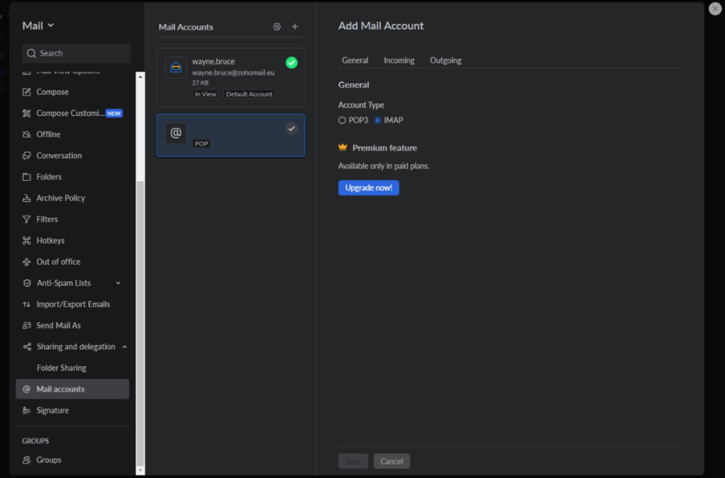 Zoho Mail - add multiple email accounts