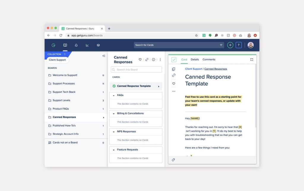 Esempio pratico di base di conoscenza di un software Guru