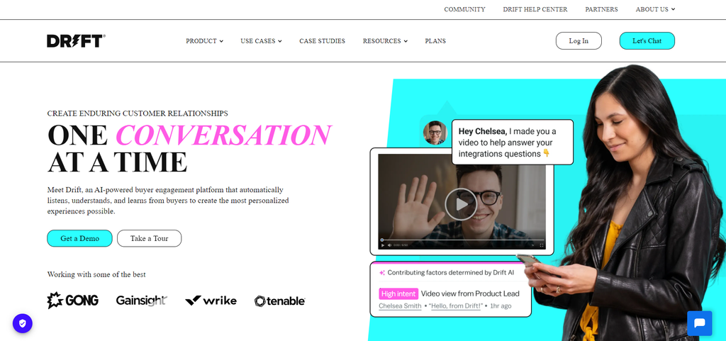 Trang chủ Drift - phần mềm live chat thương mại điện tử dành cho marketing đàm thoại