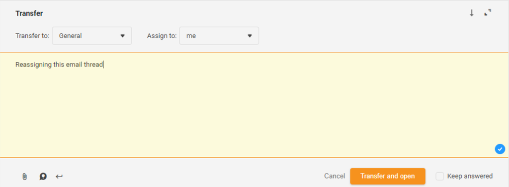 Reatribuindo um tópico de e-mail no LiveAgent