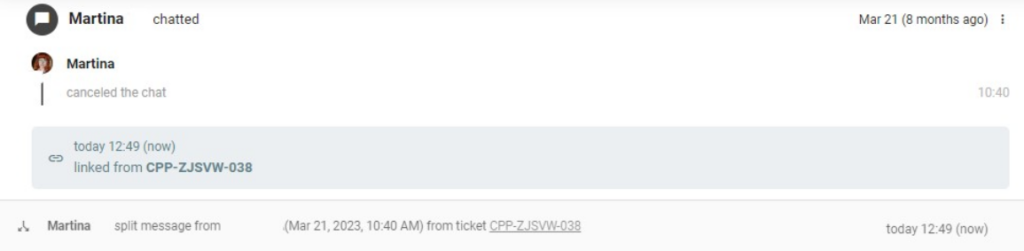 Dividindo a comunicação com o cliente em dois tickets separados no LiveAgent