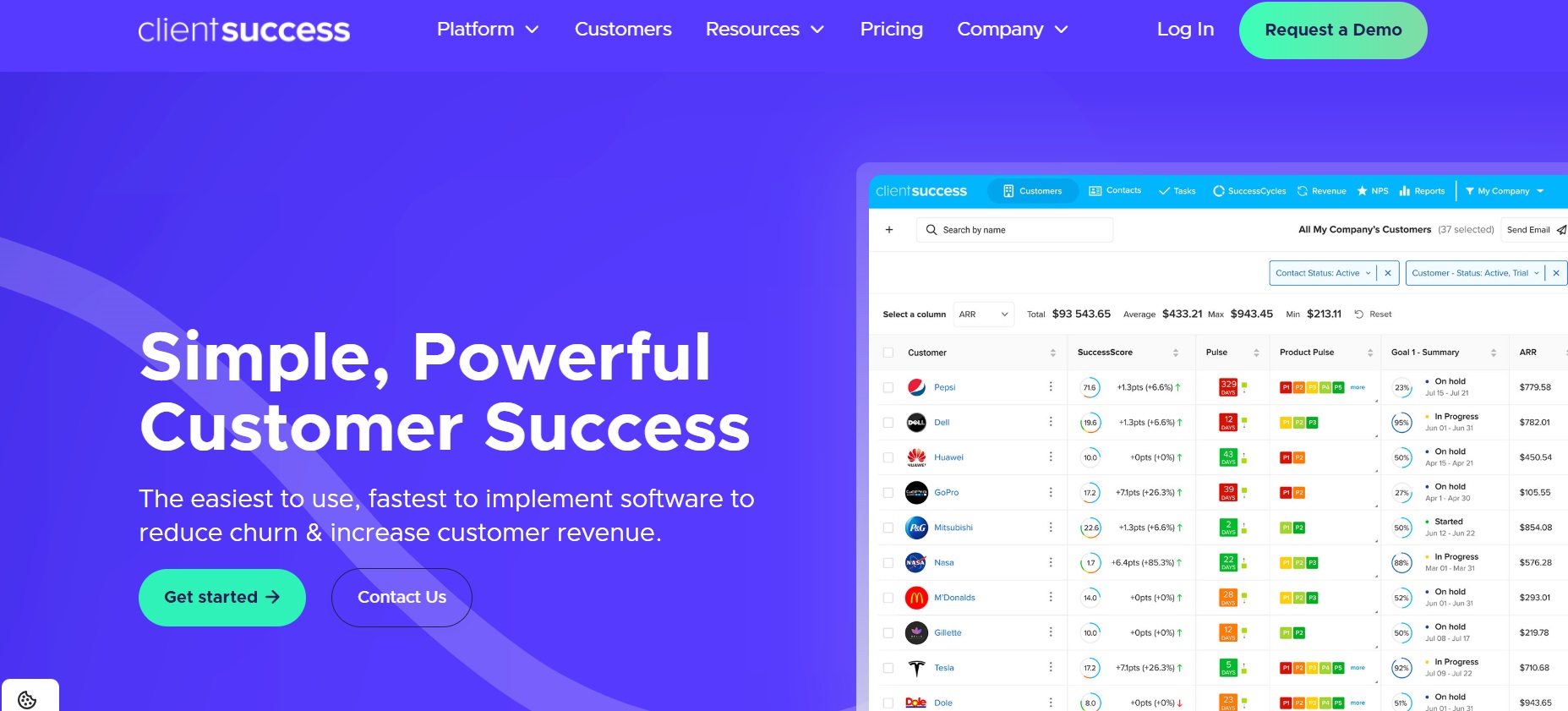 Página de inicio de ClientSuccess