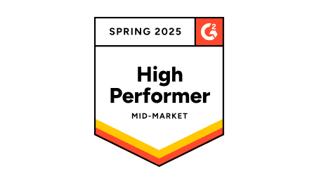 G2 badge for best performer in mid-market spring 2025