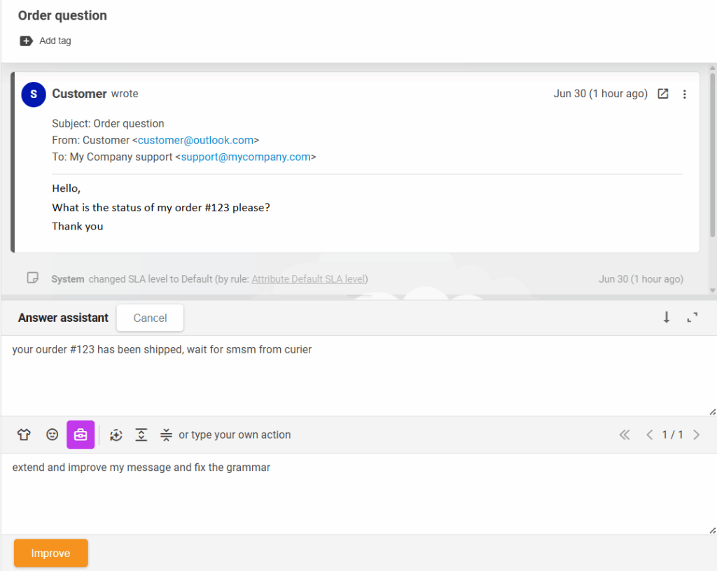 LiveAgent AI Answer Assistant feature