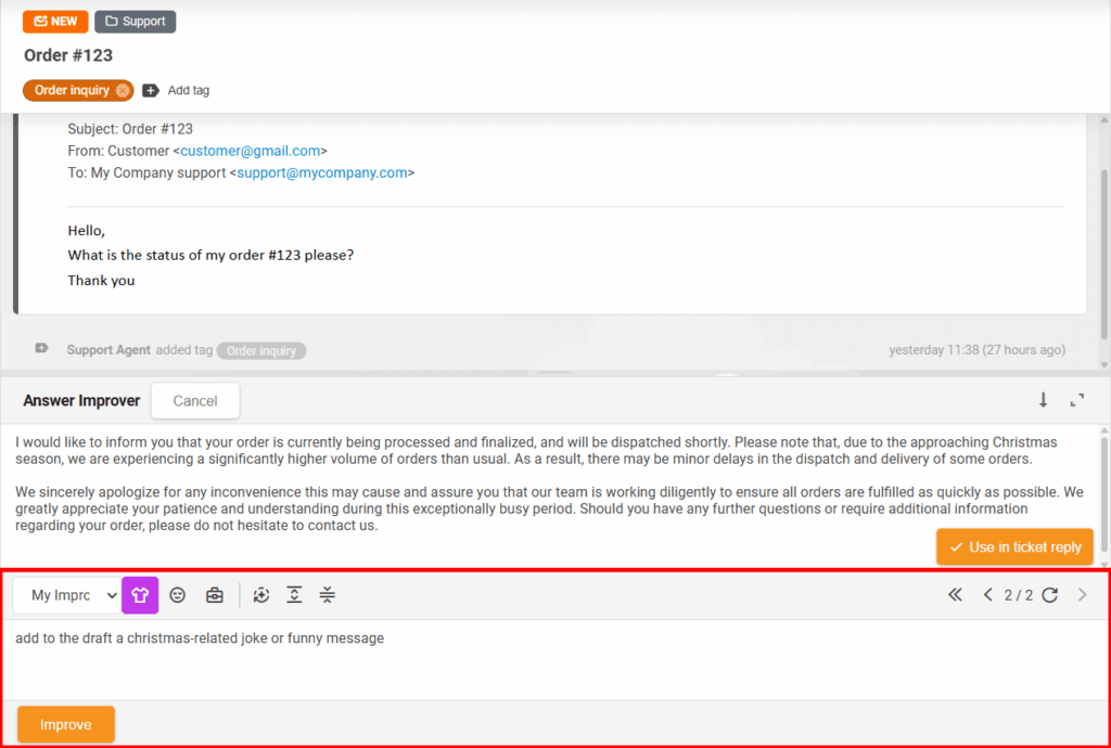 editing replies with Answer Composer