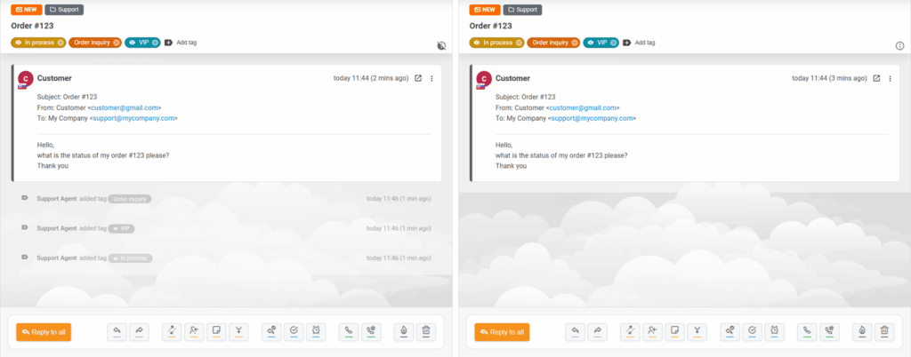 Option to conceal system messages in a ticket
