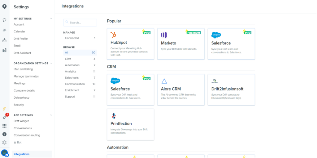 Drift - integrations