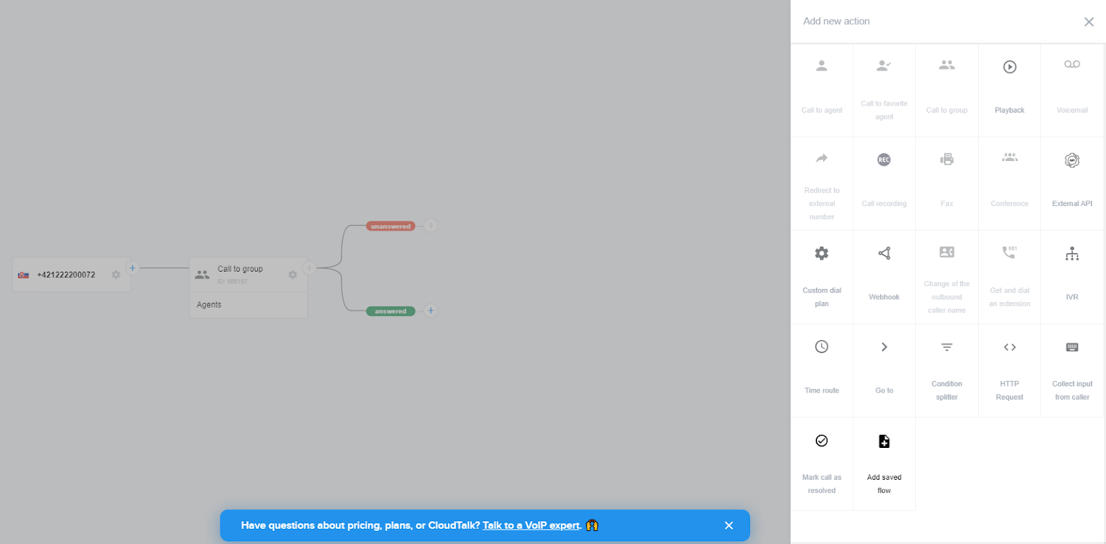 CloudTalk IVR menu options