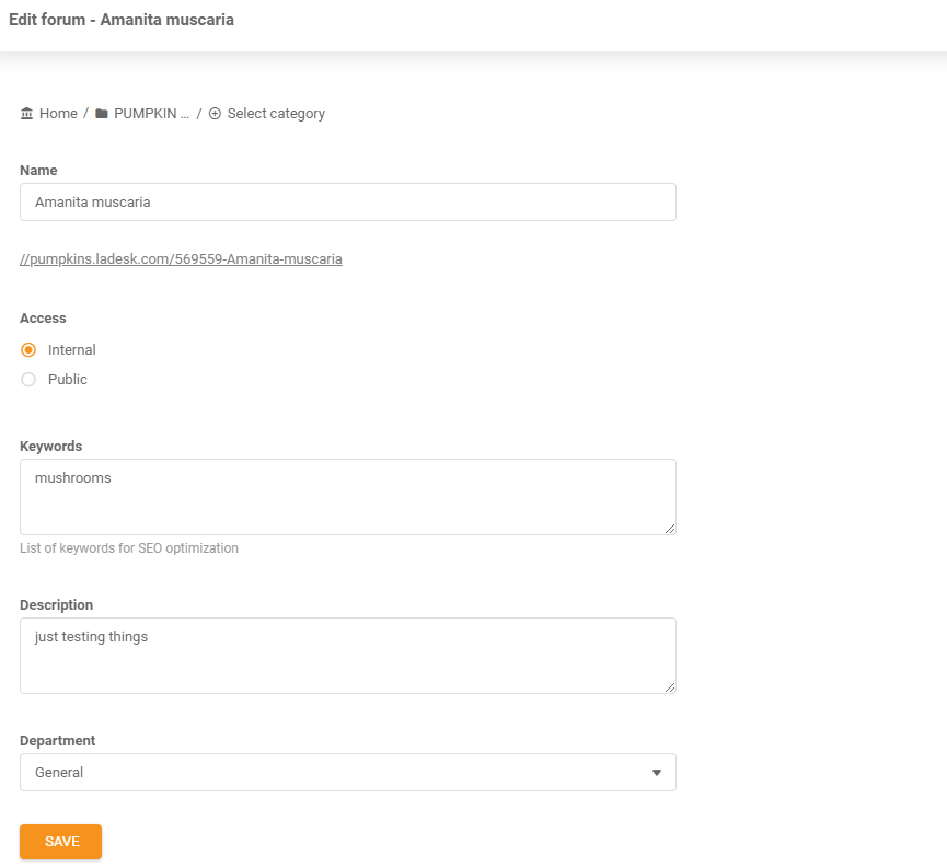 Edit forum in LiveAgent