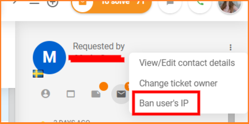 LiveAgent ban feature