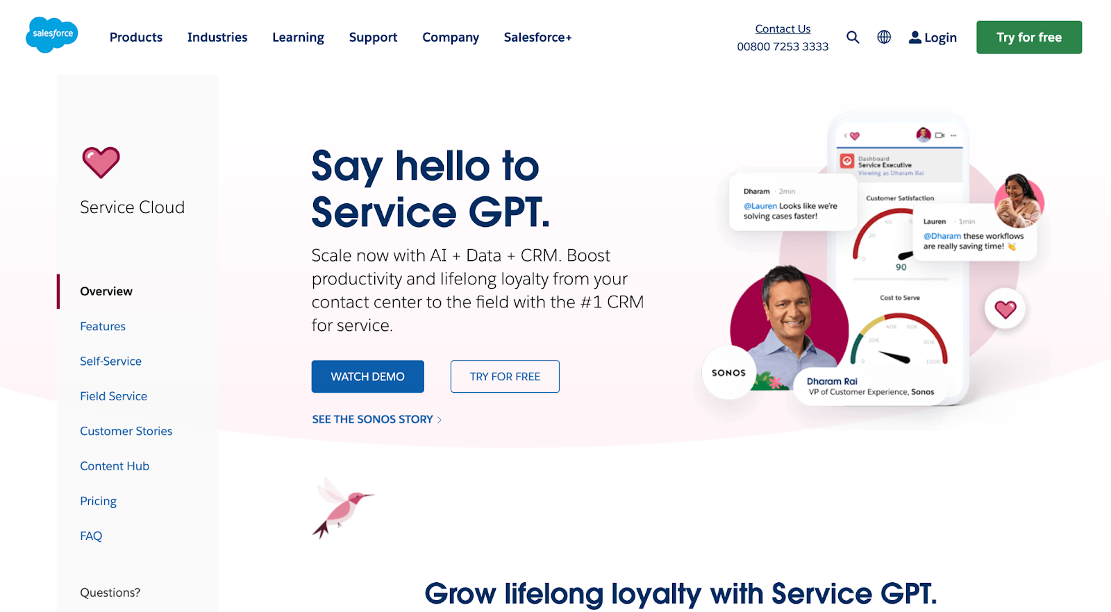 Salesforce Service Cloud homepage