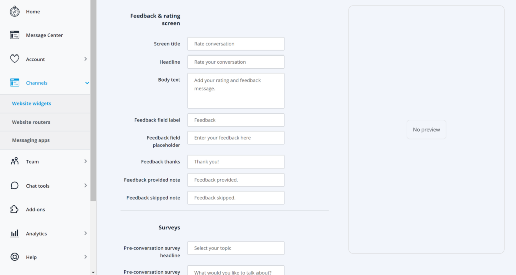 Userlike - feedback and rating messages