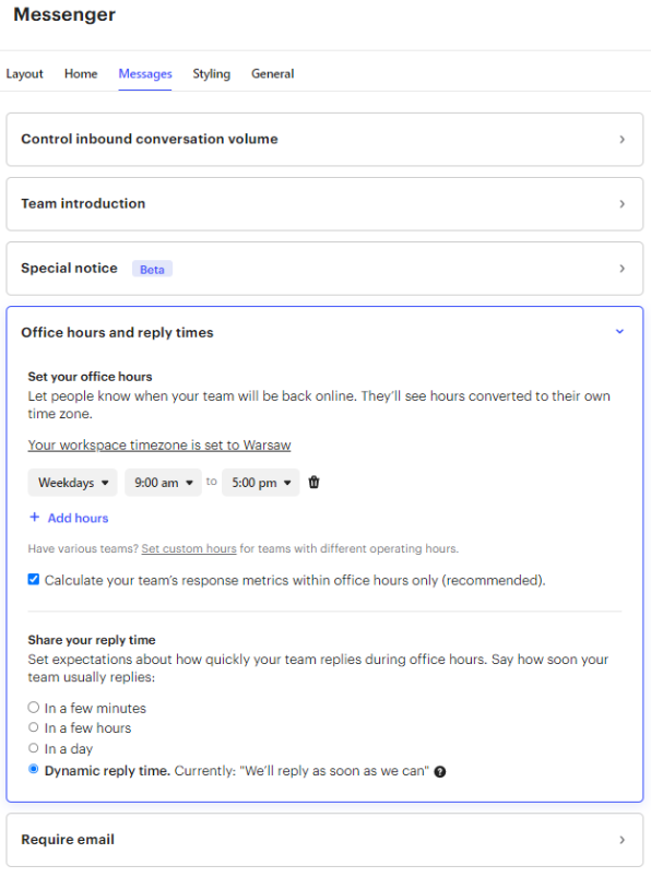 Intercom - messeger customization