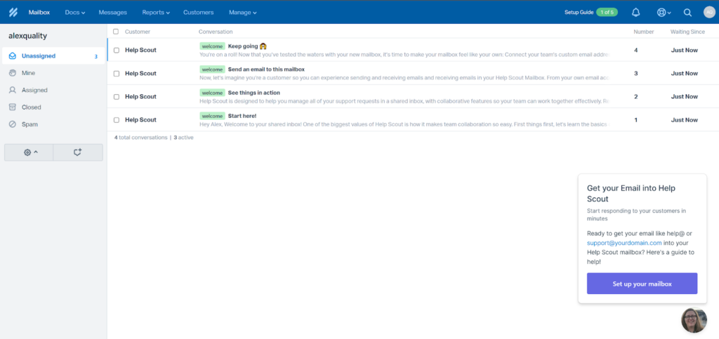 Help Scout mailbox overview