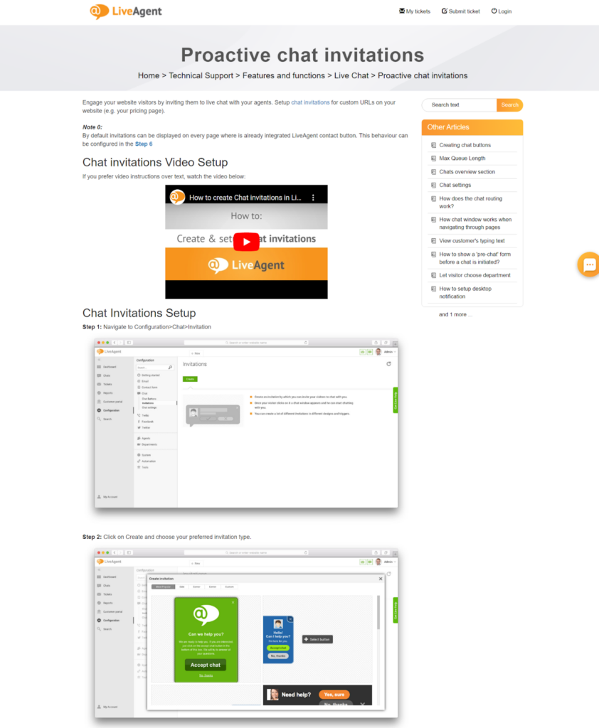 LiveAgent's guide on proactive chat invitations