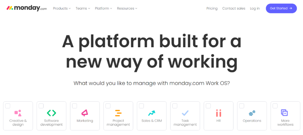 Monday.com’s homepage - a platform that allows seamless collaboration and boosts productivity within your organization